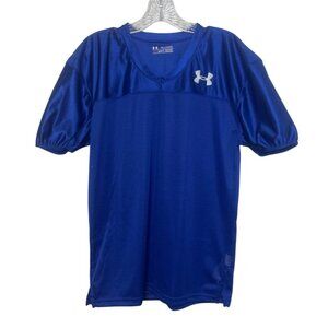 Under Armour HeatGear Mesh Football Jersey Boys YXL Blue Sleeve Shirt